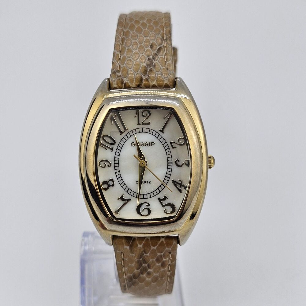 Gossip Watch Women 31MM White Dial Brown Leather Band Straps New Battery‎